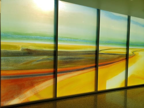 Overlook Glass Installation: Women's Room | Public Art by Susan Maakestad | Memphis International Airport in Memphis