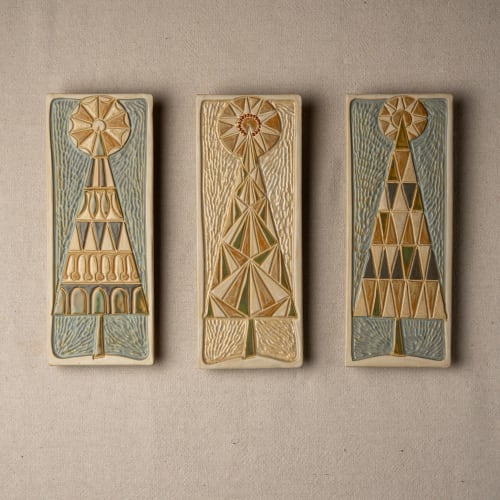 Mod Christmas Tree (one - choose from 3 designs) Ceramic Art | Wall Sculpture in Wall Hangings by Clare and Romy Studio