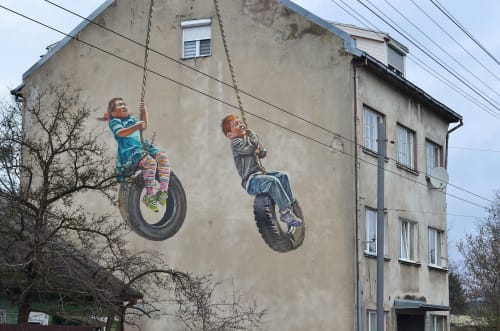 Tires in the sky | Street Murals by Gyva Grafika | Kaunas in Kaunas