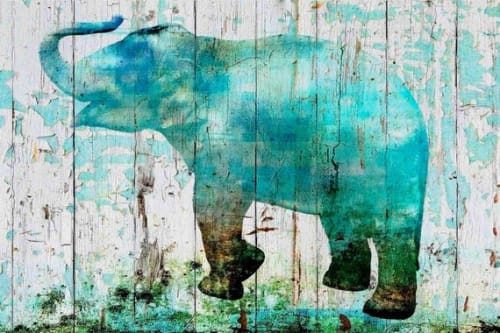 Blue Elephant | Oil And Acrylic Painting in Paintings by Irena Orlov