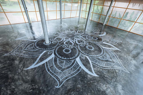Yoga Shala Floor Mandala Mural | Murals by Urbanheart | Orion Healing in ตำบลเกาะพะงัน