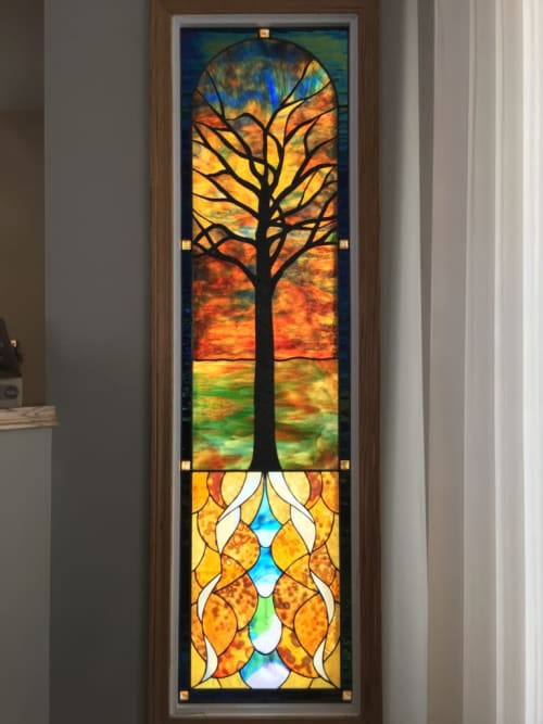 Stained Glass Decor Wall Hanging Glass Art Stained Glass Panel The Tree Of Life Glass Art Art Collectibles Vadel Com