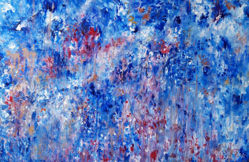 Rain over the blue forest | Oil And Acrylic Painting in Paintings by Elena Parau