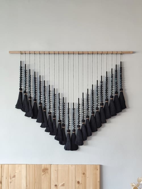 Midnight Black Tassel Tapestry | Wall Hangings by Pepita Topos Studio