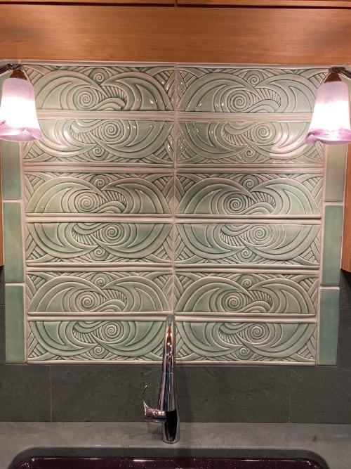 Wave Tile Backsplashes | Tiles by Lynne Meade