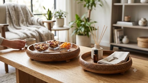 The Chevron Horizon Footed Trays | Decorative Tray in Decorative Objects by Famous Art Group Of Industries