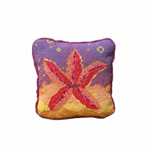 hand-embroidered needlepoint STARRY pillow, OOAK | Pillows by Mommani Threads