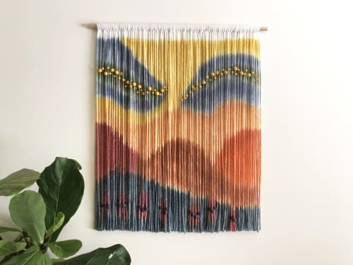 STURT DESERT PEA Beaded Floral Landscape Textile Fiber Art | Macrame Wall Hanging in Wall Hangings by Wallflowers Hanging Art