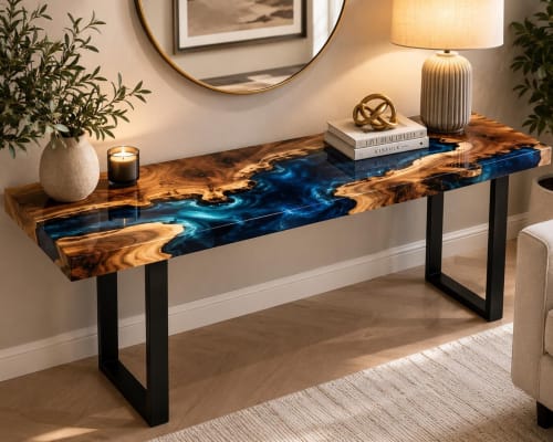 Epoxy Console Table, Wooden Resin Console Table Top | Tables by Handmade d