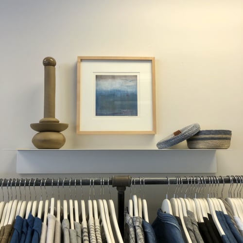 "Young Birch", part of a serene vignette at MAE | Paintings by Amy Bernhardt | MAE llc in Blue Hill