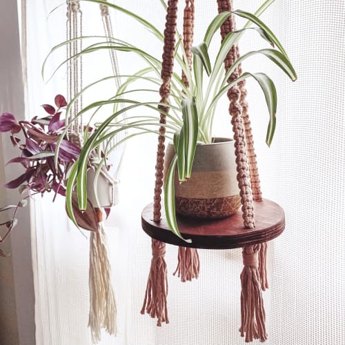 Hanging plant shelf | Wall Hangings by Live Free Fibers
