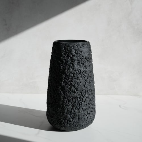 Extra Large Pear Shaped Vase in Carbon Black Concrete | Vases & Vessels by Carolyn Powers Designs