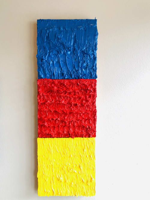 Three Small Panels Yellow, Blue, and Red - Texture and Color | Paintings by Kerry Campbell