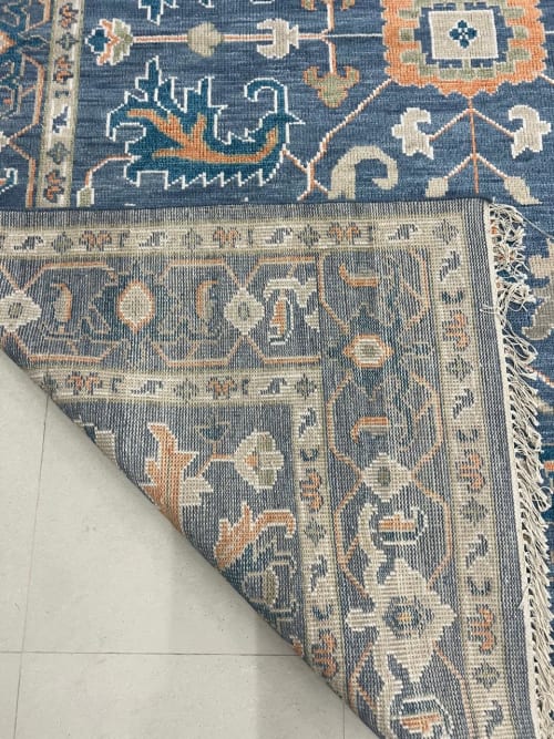 Vintage-Inspired Blue Floral Handcrafted Rug | Area Rug in Rugs by Sitara Rugs