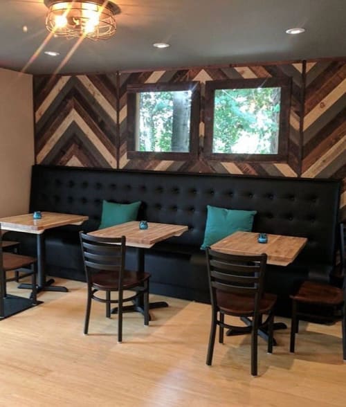 Pallet Wood Wall Installation | Art & Wall Decor by Forested Way | Seven Lakes Station in Sloatsburg