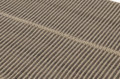 Rug & Kilim’s Accent Kilim, Square Rug in Textural Gray | Rugs by Rug a