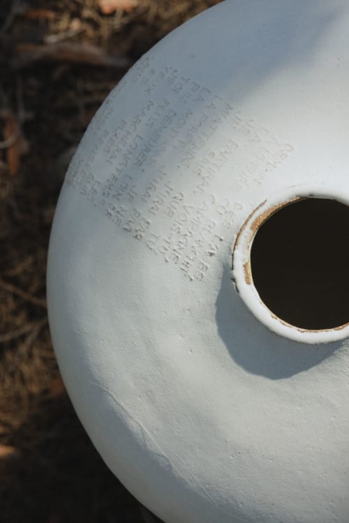 Handmade Ceramic Vase, decorative white vase with poem | Vases & Vessels by MARIE MARTIN CERAMICS