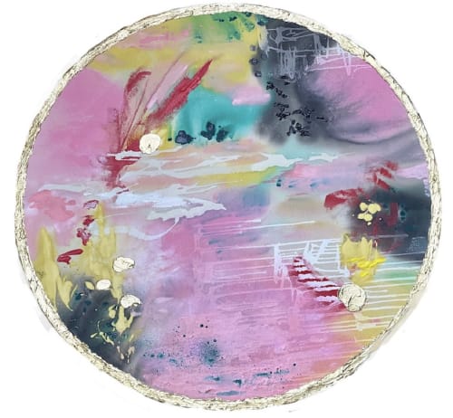 Silent Appreciation Round Gold Edged Painting | Oil And Acrylic Painting in Paintings by Wyanne