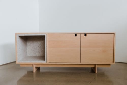 Float Credenza + Solid Surface | Beech | Furniture by HALF HALT | Reinli Street in Austin