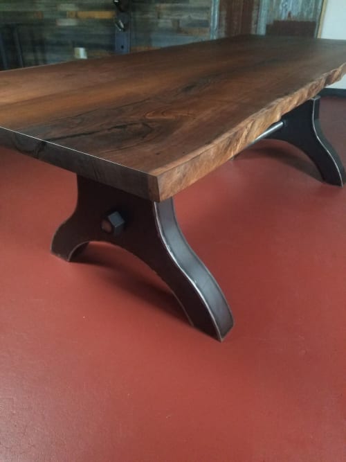 Live Edge Single Thread Machine Base Dining Table | Tables by Rusticana Furniture