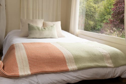 Large Lulo Orange and Green Throw | Linens & Bedding by Zuahaza by Tatiana