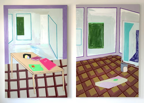 "Studio Belongings" and "Painting, Diary, Calendar" | Paintings by Michelle Weinberg