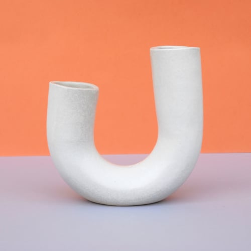 Ceramic U-shaped tube vase | Vases & Vessels by niho Ceramics