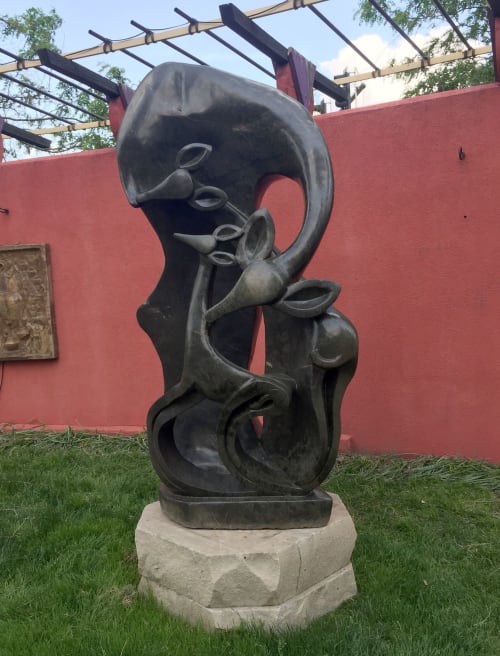 Buck with Calves by African artist Robert Kwechette | Public Sculptures by JK Designs and the National Sculptors' Guild | Vogel Schwartz Sculpture Garden in Little Rock