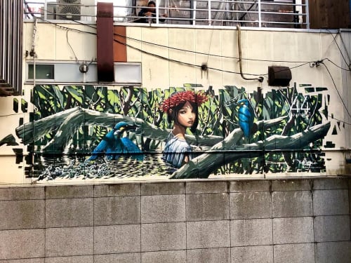 Girl Mural | Murals by Kensuke Takahashi | 44APARTMENT （ダブルフォーアパートメント） in Machida