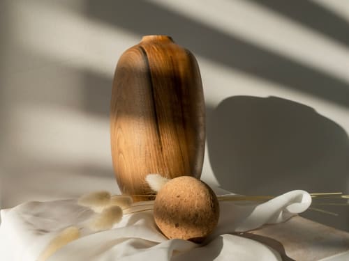 Walnut Massive Wooden Vase - m | Vases & Vessels by Foia