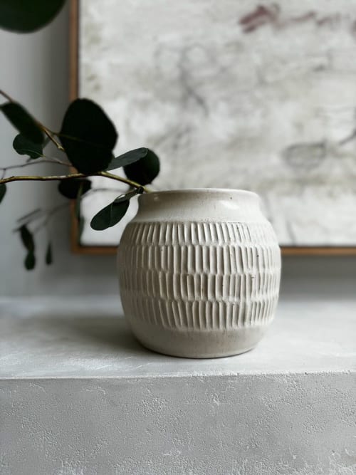 Carved Handmade Ceramic Vase Jar | Vases & Vessels by Alissa Goss Ceramics & Pottery