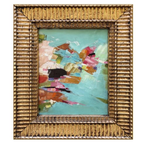 Blue "Petals" Oil Painting in Vintage Frame | Paintings by Suzanne Nicoll Studio