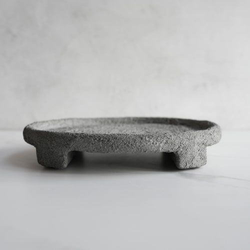 Large Footed Tray in Dove Grey Concrete | Decorative Objects by Carolyn Powers Designs