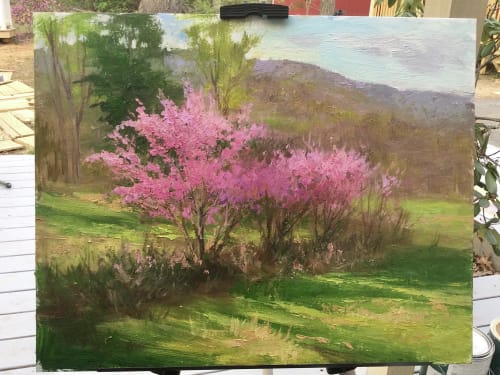 Redbuds in Virginia | Oil And Acrylic Painting in Paintings by Julia Lesnichy Art