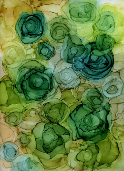 viridescent blooms | abstract original art | Mixed Media in Paintings by Megan Spindler