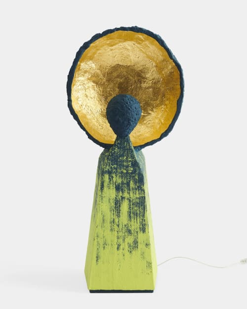 Eclectic Green Wool Floor Lamp - IC 15 by Studio Josha | Lamps by Studio Josha