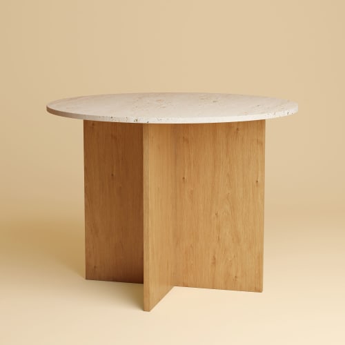 Travertine and Oak Dining Table - DALMA by Lebanto | Tables by Lebanto