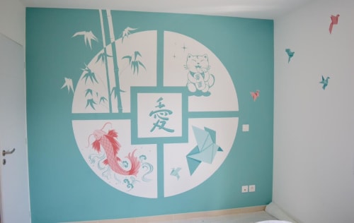 Japan theme in a boy's bedroom | Murals by KIARA