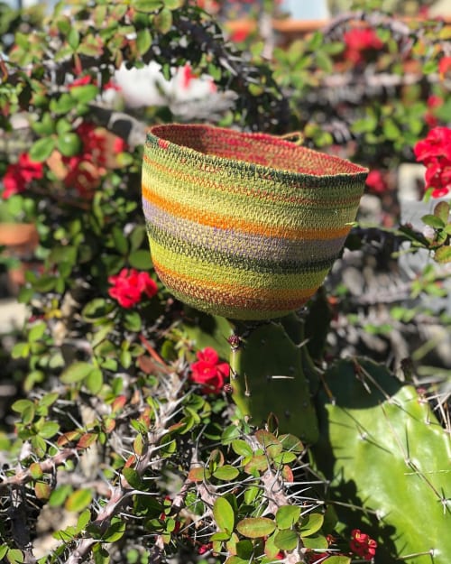 Lime Green Jute Basket | Vases & Vessels by MOkun