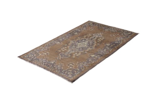 Hand-Knotted Vintage Sivas Rug in Beige-Brown with Medallion | Rugs by Rug and Kilim