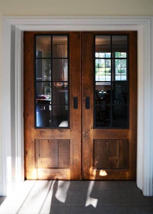 rustic wood sliding doors | Hardware by Abodeacious