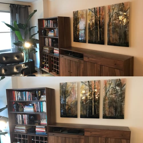 Approaching Dawn in Kilnformed Glass | Mixed Media by Alice Benvie Gebhart | Private Residence, Manhattan, NYC in New York