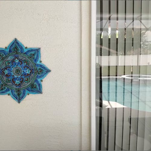 Ceramic wall art Mandala turquoise 58cm (22.8") | Wall Hangings by GVEGA