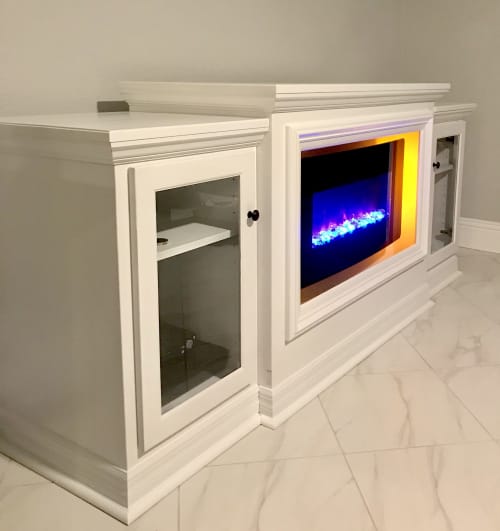 Entertainment Center with LED Fireplace by Wolfkill Woodwork seen at