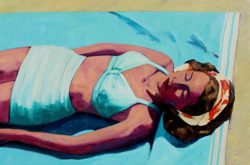 'Beach Serenity', 48"x72", original oil painting | Oil And Acrylic Painting in Paintings by T.S. Harris aka Tracey Sylvester Harris | Delta Sky Club in San Francisco