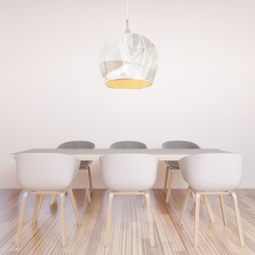 Large Tapered Sphere Hanging Light with white cord | Pendants by Alex Marshall Studios