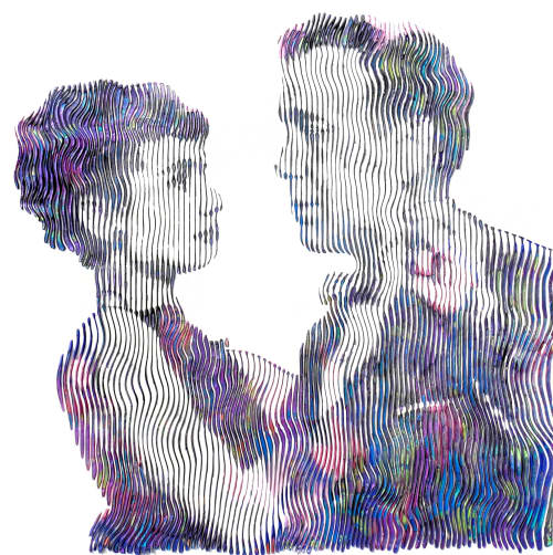 audrey hepburn and humphrey bogart forever dream together | Oil And Acrylic Painting in Paintings by Virginie SCHROEDER