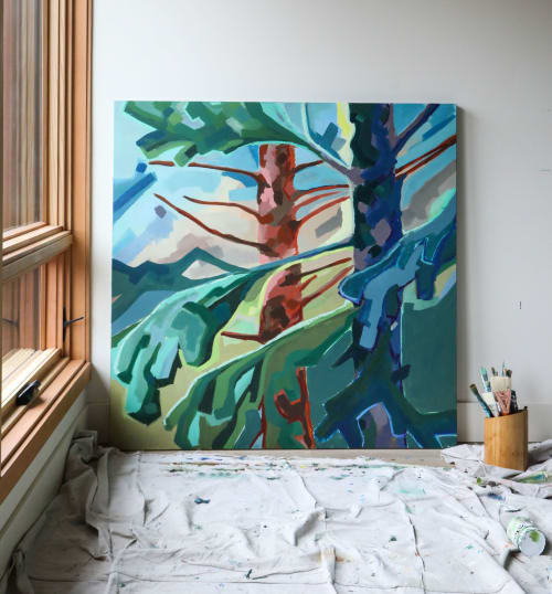 Green Energy, Painting on Canvas, Colorful forest | Oil And Acrylic Painting in Paintings by Inese Westcott