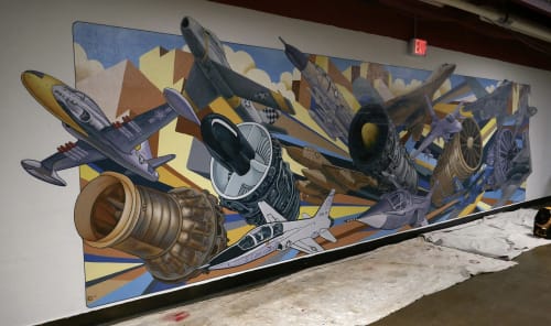 General Electric Military Aviation Heritage Mural | Murals by Christian Dallas Art