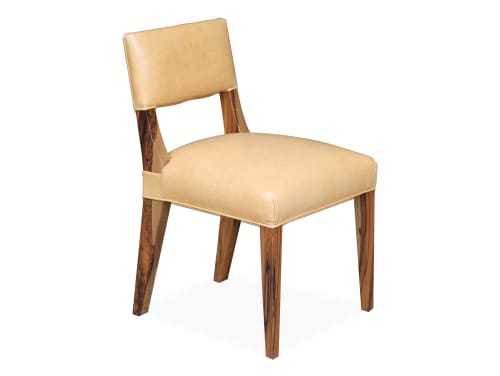 Modern Dining Chair in Exotic Wood and Leather by Costantini | Chairs by Costantini Design